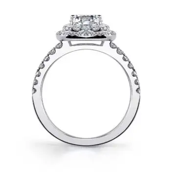White Gold Round Cut Classic Double Cushion Halo Engagement Ring - Melodie