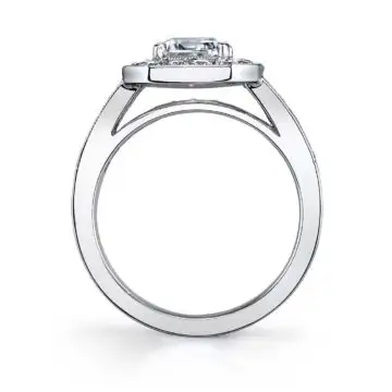 White Gold Emerald Cut Vintage Inspired Engagement Ring with Baguettes - Adele