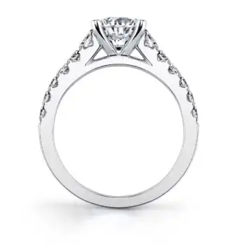 White Gold Round Cut Classic Diamond Engagement Ring - Luna