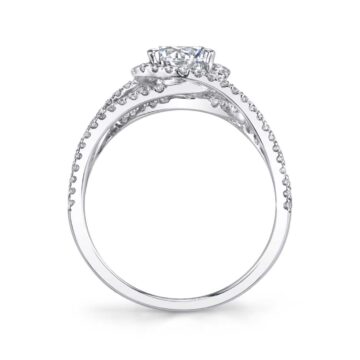 White Gold Round Cut Unique Engagement Ring - Françoise