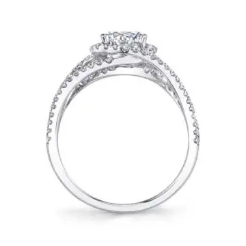 White Gold Round Cut Unique Engagement Ring - Françoise