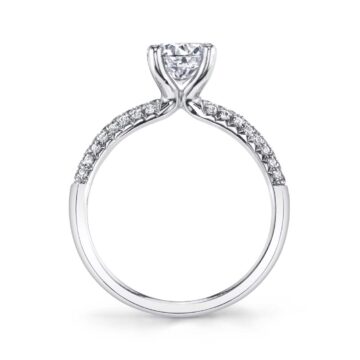 White Gold Round Cut Classic Pave Engagement Ring - Daphne