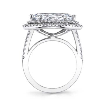 White Gold Marquise Cut East to West Double Halo Engagement Ring - Julee