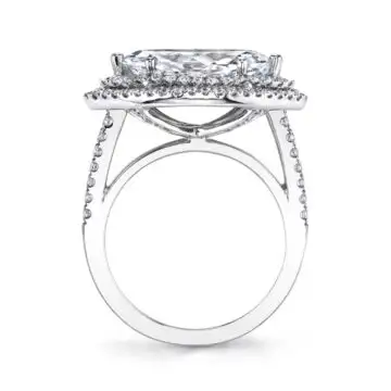 White Gold Marquise Cut East to West Double Halo Engagement Ring - Julee