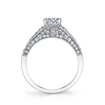 White Gold Marquise Cut Modern Vintage Engagement Ring - Destine