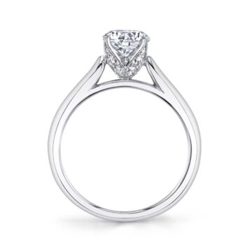 White Gold Round Cut Modern Solitaire Engagement Ring - Aubree