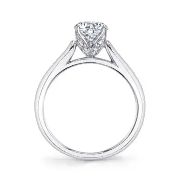 White Gold Round Cut Modern Solitaire Engagement Ring - Aubree
