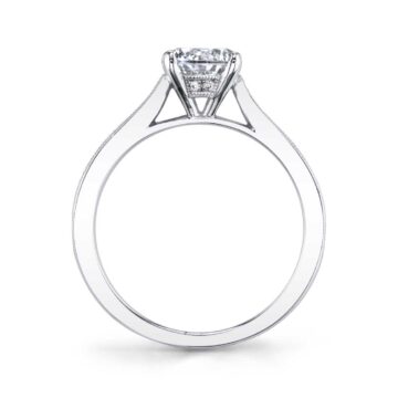 White Gold Round Cut Modern Classic Engagement Ring - Mona