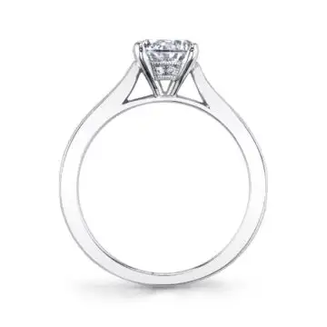 White Gold Round Cut Modern Classic Engagement Ring - Mona