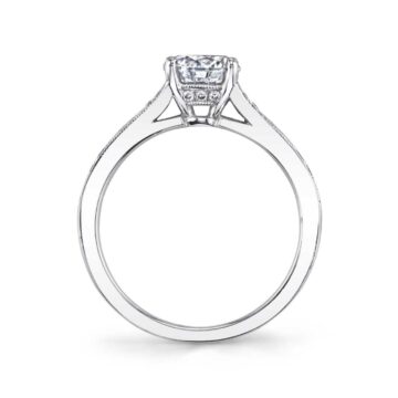 White Gold Oval Cut Vintage Inspired Engagement Ring - Chereen