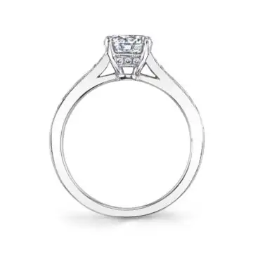 White Gold Round Cut Vintage Inspired Engagement Ring - Chereen