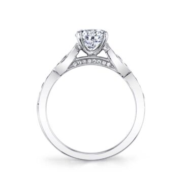 White Gold Round Cut Stackable Engagement Ring - Esmé