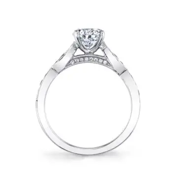 White Gold Round Cut Stackable Engagement Ring - Esmé