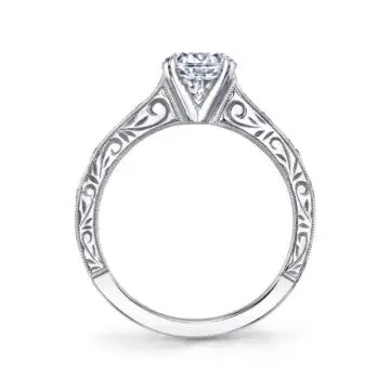 White Gold Round Cut Modern Vintage Engagement Ring