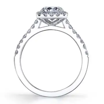 White Gold Round Cut Engagement Ring with Halo - Emma