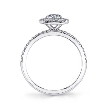 White Gold Round Cut Classic Double Halo Engagement Ring - Noele