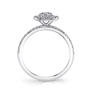 White Gold Round Cut Classic Double Halo Engagement Ring - Noele