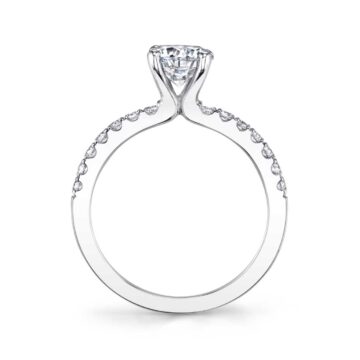 White Gold Oval Cut Classic Engagement Ring - Celeste