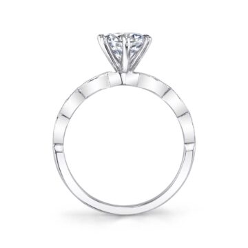 White Gold Round Cut Stackable Engagement Ring - Chanelle
