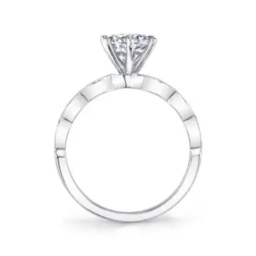 White Gold Round Cut Stackable Engagement Ring - Chanelle