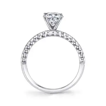 White Gold Round Cut Stackable Engagement Ring - Albertine
