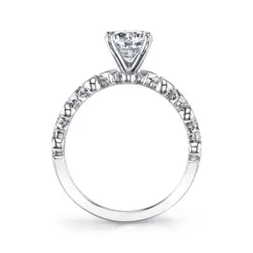 White Gold Round Cut Stackable Engagement Ring - Bellamy