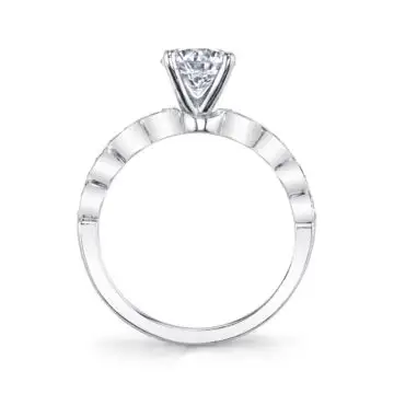 White Gold Round Cut Stackable Engagement Ring - Antoinette