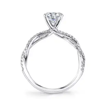 White Gold Round Cut Spiral Engagement Ring - Leána