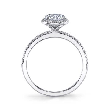 White Gold Round Cut Classic Halo Engagement Ring - Camilla