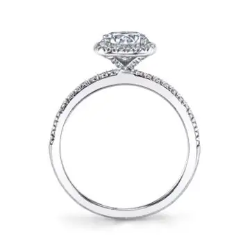 White Gold Round Cut Classic Halo Engagement Ring - Camilla