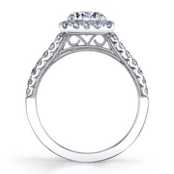 White Gold Oval Cut Halo Engagement Ring - Diandra