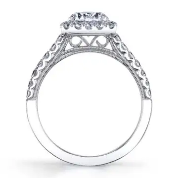 White Gold Oval Cut Halo Engagement Ring - Diandra