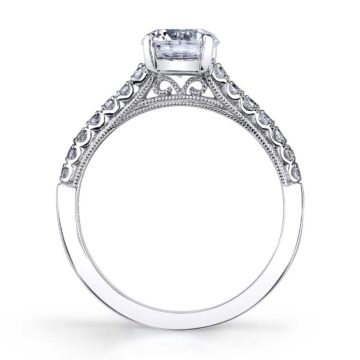 White Gold Round Cut Classic Engagement Ring - Clara