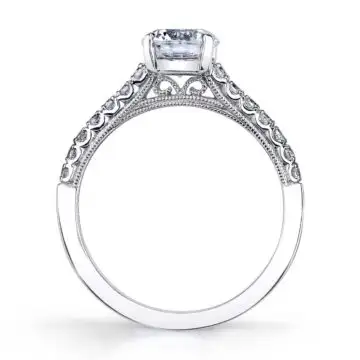 White Gold Round Cut Classic Engagement Ring - Clara