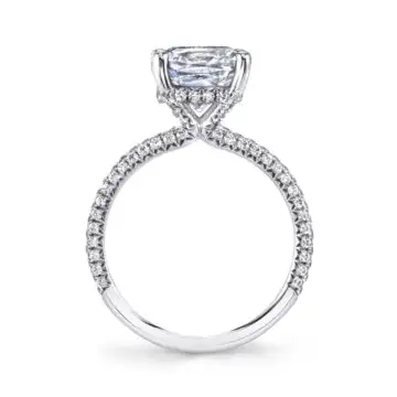 Round Cut White Gold Classic Pave Engagement Solitaire Ring Jayla S1633 1CT RB.