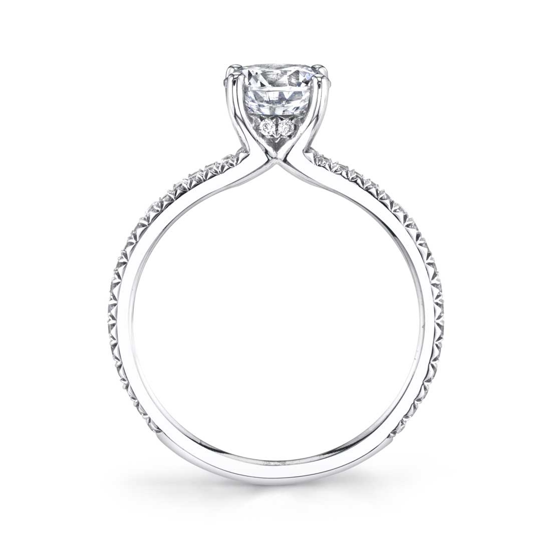 Round Split Shank Accented Cathedral Moissanite Engagement Ring - enr298 -  MoissaniteCo.com