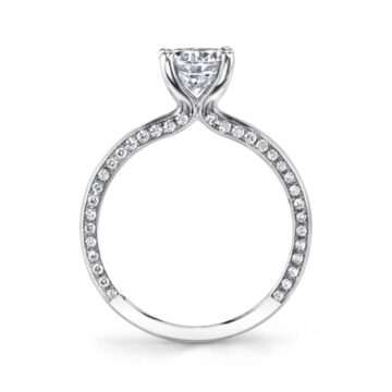 White Gold Round Cut Modern Solitaire Engagement Ring - Messaline