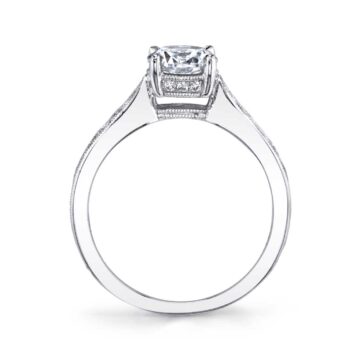White Gold Round Cut Unique Solitaire Engagement Ring - Venisa