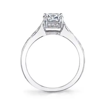 White Gold Round Cut Unique Solitaire Engagement Ring - Venisa