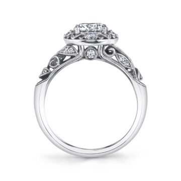 White Gold Round Cut Vintage Engagement Ring - Naelle