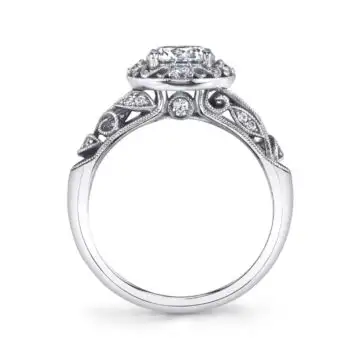 White Gold Round Cut Vintage Engagement Ring - Naelle
