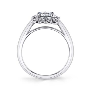 White Gold Round Cut Classic Halo Engagement Ring - Chloe
