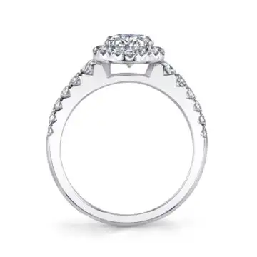 White Gold Oval Cut Engagement Ring with Halo - Penelope