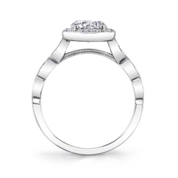 White Gold Round Cut Vintage Stackable Engagement Ring - Jessa