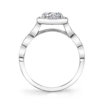 White Gold Round Cut Vintage Stackable Engagement Ring - Jessa