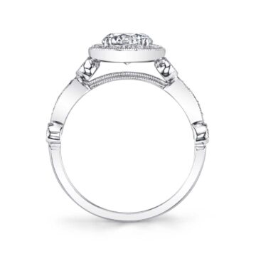White Gold Round Cut Vintage Stackable Engagement Ring - Taylor