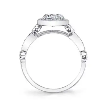 White Gold Round Cut Vintage Stackable Engagement Ring - Taylor