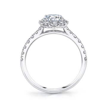 White Gold Round Cut Halo Engagement Ring - Jillian