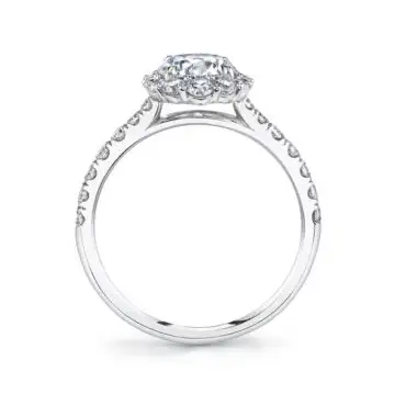 White Gold Round Cut Halo Engagement Ring - Jillian