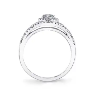 White Gold Oval-Shaped Double Halo Engagement Ring - Poppy